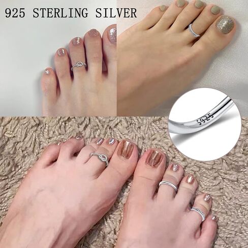 TOBENY 3 قطع 925 فضة استرلينية قابلة للتعديل لأصابع القدم للنساء زهرة الفرقة مفتوحة الذيل حلقة هيبوالرجينيك تو خواتم مجموعة الصيف الشاطئ مجوهرات القدم in Kuwait