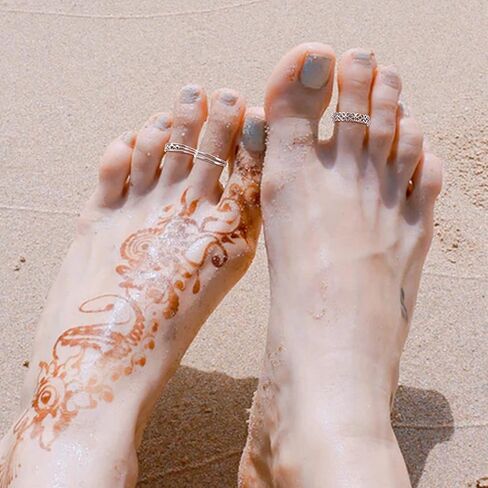 Sllaiss 925 فضة تو خواتم للنساء الصيف شاطئ القمر نجمة زهرة قابل للتعديل المفتوحة تو خواتم تكويم خمر المفصل خواتم in Kuwait