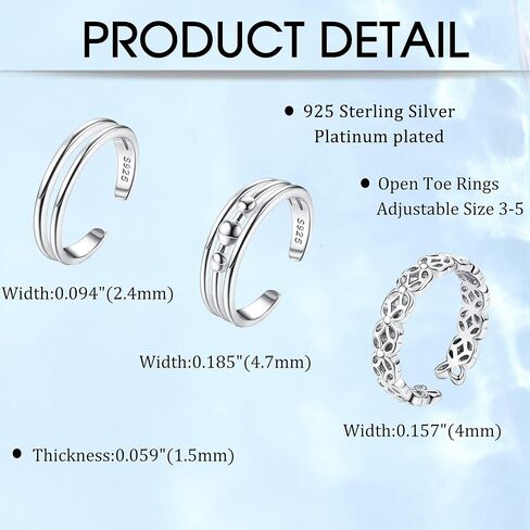 Sllaiss 925 فضة تو خواتم للنساء الصيف شاطئ القمر نجمة زهرة قابل للتعديل المفتوحة تو خواتم تكويم خمر المفصل خواتم in Kuwait