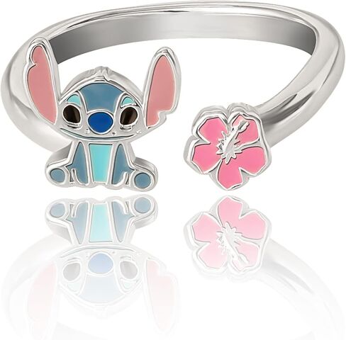 Disney Womens Stitch Sterling Silver Toe Rings Official License, Enamel Stitch Toe Ring with Pink Flower in Saudi Arabia