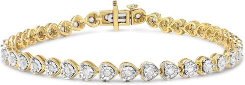 .925 الفضة الاسترليني 1.0 Cttw Miracle Set Diamond Heart-Link 7 "سوار تنس (I-J Color، I2-I3 Clarity) - اختيار اللون المعدني in Kuwait