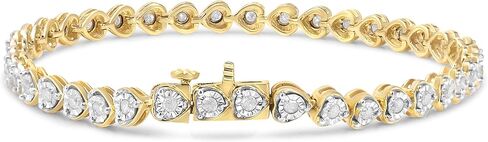 .925 الفضة الاسترليني 1.0 Cttw Miracle Set Diamond Heart-Link 7 "سوار تنس (I-J Color، I2-I3 Clarity) - اختيار اللون المعدني in Kuwait