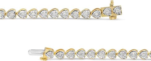 .925 الفضة الاسترليني 1.0 Cttw Miracle Set Diamond Heart-Link 7 "سوار تنس (I-J Color، I2-I3 Clarity) - اختيار اللون المعدني in Kuwait