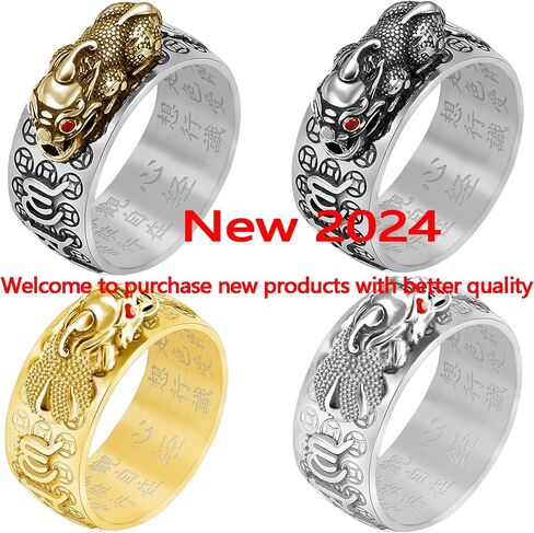990 Silver Feng Shui PiXiu Adjustable Ring MANI Mantra Protection Wealth Ring in Saudi Arabia