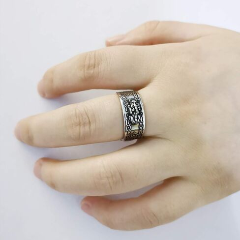 990 Silver Feng Shui PiXiu Adjustable Ring MANI Mantra Protection Wealth Ring in Saudi Arabia