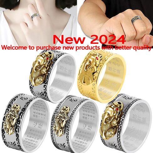 990 Silver Feng Shui PiXiu Adjustable Ring MANI Mantra Protection Wealth Ring in Saudi Arabia