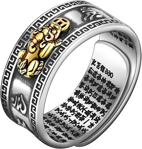 990 Silver Feng Shui PiXiu Adjustable Ring MANI Mantra Protection Wealth Ring in Saudi Arabia