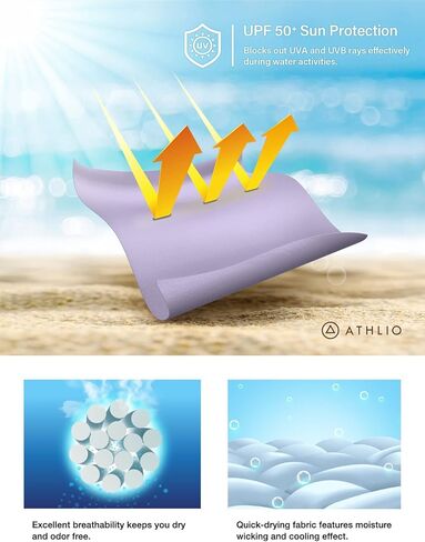 ATHLIO 2 Pack Women's Long Sleeve Rashguard Swim Shirts, UPF 50+ UV/Sun Protection Shirts, Cool Dry Summer Water T-Shirt in Kuwait