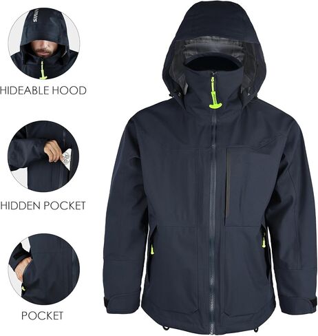 Rain Jacket & Bib Pants Combo Workwear Suit Set Waterproof Breathable - Wading, Hunting & Sportsfishing (Indigo, 3XL) in Kuwait