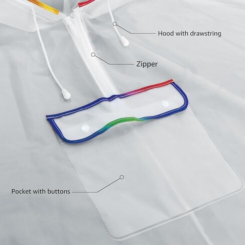 Anyoo EVA Unisex Hooded Rain Poncho for Adult with Pocket Reusable Waterproof Rain Coat for Men & Women Perfect for Cmaping in Kuwait