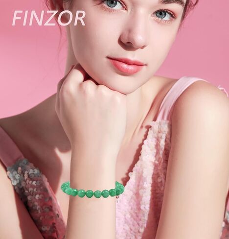 12Pcs 8mm Beaded Stretch Bracelet Handmade Round Stone Bracelet for Women Multicolor Crystal Beads Elastic Bracelet Adjustable in Kuwait