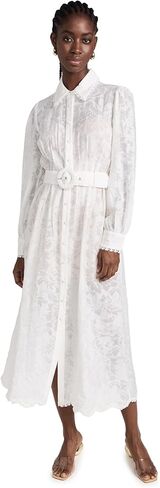 فستان قميص طويل نسائي مع حزام بإبزيم وسهل الانزلاق in Kuwait