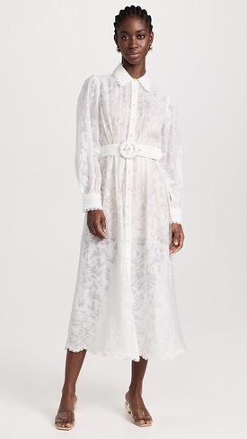 فستان قميص طويل نسائي مع حزام بإبزيم وسهل الانزلاق in Kuwait