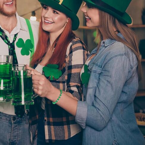 أساور ALoveSoul باللون الأخضر Lucky Clover Charm أساور مطرزة قابلة للتمدد مجوهرات عيد القديس باتريك للنساء والفتيات in Kuwait