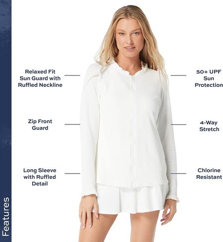 BEACH HOUSE Swim Phoebe Relaxed Fit Ruffled Sun Guard - Long Sleeve UPF 50+ Sun Protection in Kuwait