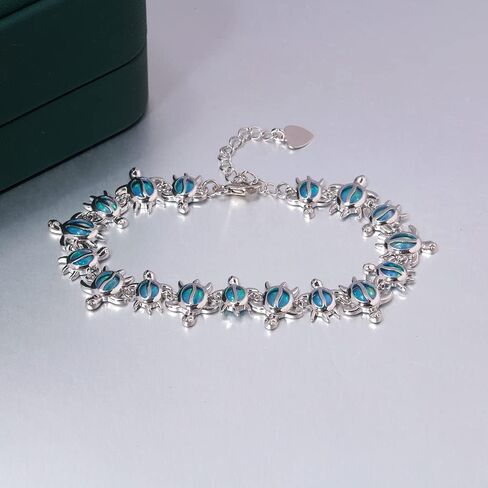 CiNily Womens Adjustable Turtle Bracelets Blue Fire Opal Tennis Bracelet 14K White Gold Plated Gemstone Bracelet Jewelry in Saudi Arabia