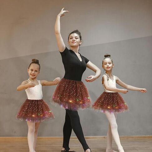 LED تول توتو تنورة تضيء الباليه فقاعة الرقص التنانير سباركلي البولكا الطبقات تنورة لفتاة وWomwen in Kuwait