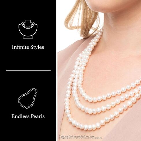 عقد عالي الجودة 7.5-8.5 ملم متعدد الالوان من اللؤلؤ المستزرع في المياه العذبة بطول 72 انش، لؤلؤ in Kuwait