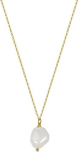 قلادة من لؤلؤ الباروك الطبيعي للمياه العذبة من Aoligrace S925 قلادات من الفضة الاسترليني للنساء مجوهرات مطلية بالذهب عيار 18 قيراط للنساء والفتيات in Kuwait