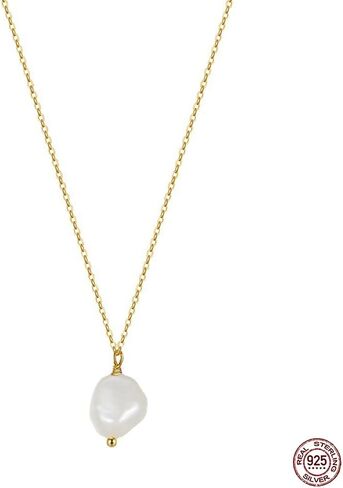 قلادة من لؤلؤ الباروك الطبيعي للمياه العذبة من Aoligrace S925 قلادات من الفضة الاسترليني للنساء مجوهرات مطلية بالذهب عيار 18 قيراط للنساء والفتيات in Kuwait