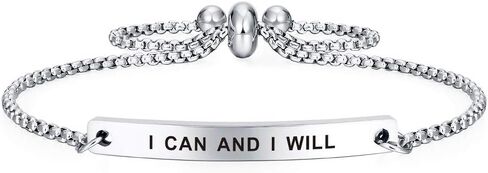 Dainty Cuff Bracelet - I CAN AND I WILL - Encouraging Gifts Jewelry for Women Mantra Gift for Her in Kuwait