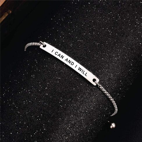 Dainty Cuff Bracelet - I CAN AND I WILL - Encouraging Gifts Jewelry for Women Mantra Gift for Her in Kuwait