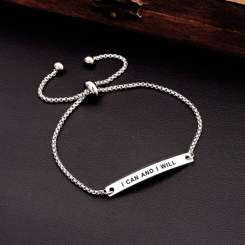 Dainty Cuff Bracelet - I CAN AND I WILL - Encouraging Gifts Jewelry for Women Mantra Gift for Her in Kuwait