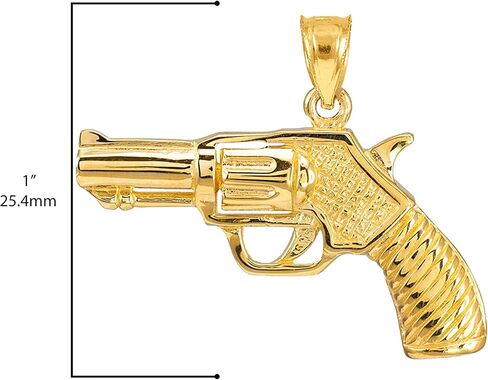 Men's Fine Jewelry 14K Yellow Gold 1-1/4" x 1" Revolver Pistol Charm Gun Six Shooter Handgun Pendant in Saudi Arabia