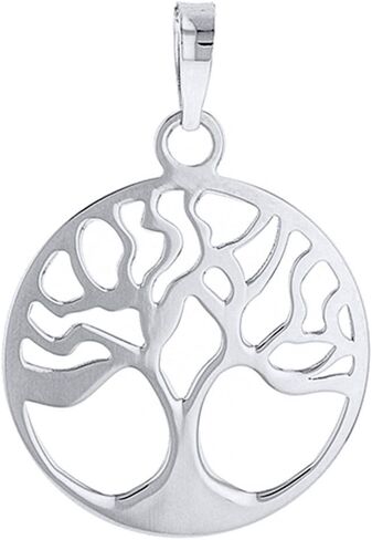 Solid 14k White Gold Simple Round Tree of Life Charm Pendant in Saudi Arabia
