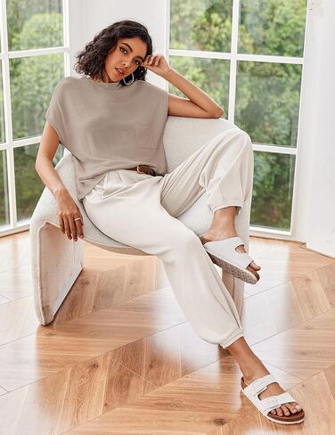 Ekouaer طقم صالة نسائي مكون من قطعتين 2024 بدلة رياضية عصرية بأكمام قصيرة وسراويل ركض متماسكة بيجامة ملابس تنحيف S-XXL in Kuwait