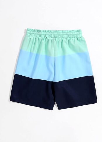 Verdusa Boy's Graphic Colorblock Swim Trunks Drawstring Waist Swimsuit Beach Shorts in Saudi Arabia