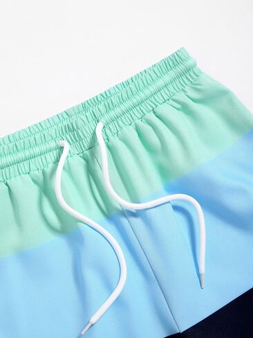 Verdusa Boy's Graphic Colorblock Swim Trunks Drawstring Waist Swimsuit Beach Shorts in Saudi Arabia