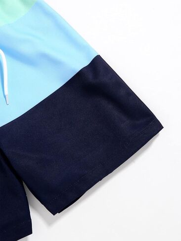 Verdusa Boy's Graphic Colorblock Swim Trunks Drawstring Waist Swimsuit Beach Shorts in Saudi Arabia