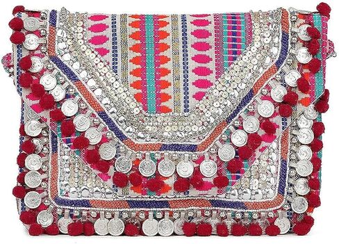 Handcrafted Indian Style Women Hand Bag, Multicolour in Saudi Arabia