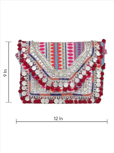 Handcrafted Indian Style Women Hand Bag, Multicolour in Saudi Arabia