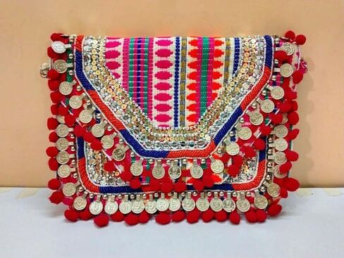 Handcrafted Indian Style Women Hand Bag, Multicolour in Saudi Arabia