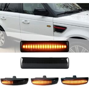 2PCS Flowing Sequential LED Side Marker Light Turn Signal Lamp Dynamic Blinker for Range Rover Sport L320, LR2 Freelander 2 L359, LR3 LR4 Discovery 3 4 L319 (Smoked Lens)