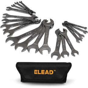 Super-Thin Open End Wrench Set | 10-Piece Metric 5.5-27mm | Nickel-Plated Slim Design | 5.5, 7, 8, 9, 10, 11, 12, 13, 14, 15, 16, 17, 18, 19, 20, 21, 22, 23, 24, 27mm