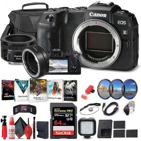 Canon EOS RP Mirrorless Digital Camera (Body Only) (3380C002) + Canon EF 50mm Lens + Mount Adapter EF-EOS R + 64GB Card + Case + Filter Kit + Corel Photo Software + 2 x LPE17 Battery + More (Renewed)