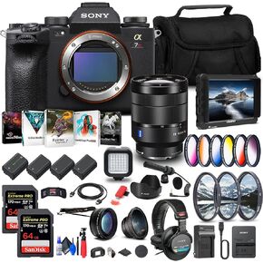 Sony Alpha a7R IIIA Mirrorless Digital Camera (Body) (ILCE7RM3A/B) + Sony FE 24-70mm f/4 Lens + 4K Monitor + Pro Headphones + Pro Mic + 2 x 64GB Card + Corel Photo Software + Case + More (Renewed)