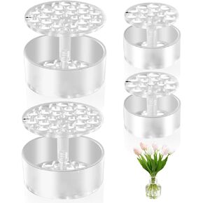 3 Large Acrylic Clear Cylinder Vase Set with 2 Spiral Ikebana Stem Holder Ring, Unbreakable Tall Plastic Hurricane Vases for Wedding Centerpieces Flower Bouquet Decor (3 Vases + 2 Holder)