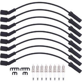 MOTOKU Spark Plug Wire Set and Spark Plug for GMC Sierra Chevrolet Avalanche 1500 Suburban Silverado 1500 2500 3500