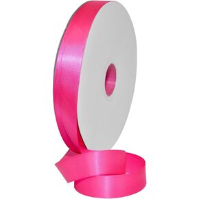 Morex Ribbon 08722/00-616 Double Face Satin Ribbon 7/8" X 100 YD Neon Hot Pink Ribbon for Gift Wrapping, Birthday Gift Cards, Satin Dress for Women, Silk Ribbons for Crafts, Wedding Gifts for Couple
