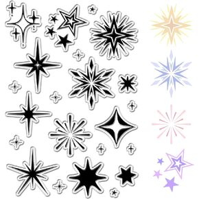 CRASPIRE Twinkle Star Clear Rubber Stamps Hexagram Six Pointed Retro Vintage Reusable Transparent Silicone Stamp Seals for Journaling Card Making Scrapbooking Photo Album Decorative DIY Christmas Gift