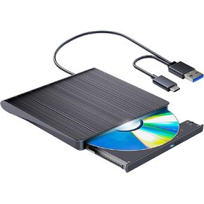 External Compatible Blu ray Drives Player Read/Write Compatible Blu ray Burner USB 3.0 and Type-C DVD Burner Compatible with Win8/Win10/ Win11