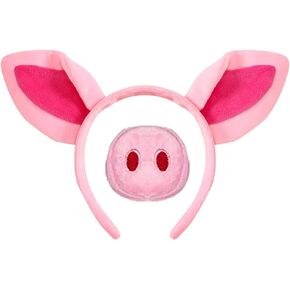 Pig Costume Set Pig Ears Nose Pink Pig Costume Kit Accessories Adult for Halloween Party, Mardi Gras Costume Party, Carnival Dress up Play