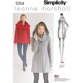 Simplicity 1254 Women's Lined Coat or Jacket Sewing Pattern by Leanne Marshall, Sizes 14-22