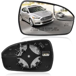 Fusion Passenger Right Side Mirror Glass Replacement for Ford Fusion 2013-2020 Pass Power Heated Glass Side Rear View Convex Mirror Glass with Holder, Replace DS7Z17K707B