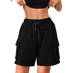 Navneet Women Drawstring High Waisted Cargo Shorts Baggy Y2K Workout Sweat Shorts with Pockets