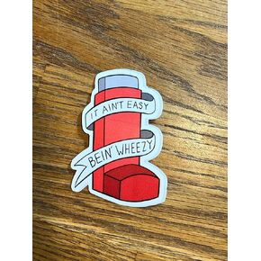 3" RED paper sticker for laptop, asthma awareness, wheezy, sticker,